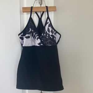 Lululemon size 4 black and floral front tank top